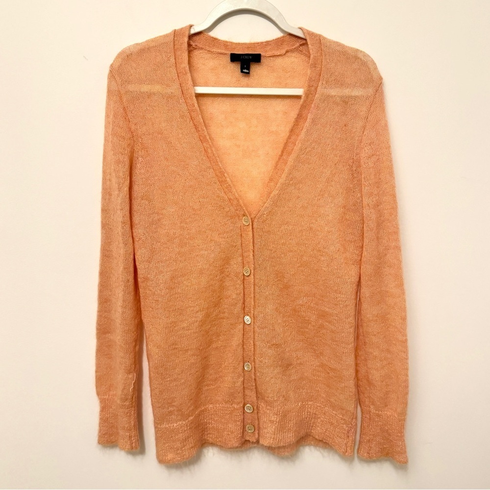 J. Crew Mohair Souffle Button Down Cardigan Size Small in Guava Orange